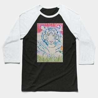 Blue Tiger cat acrylic painting Baseball T-Shirt